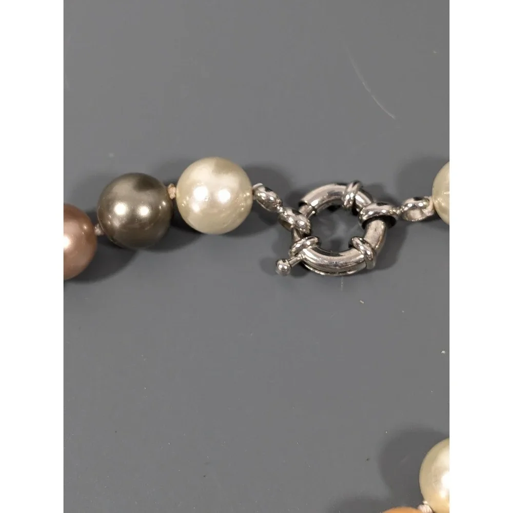 Elegant Champagne Beige Glass Faux Pearl Necklace‎ Classic 19 inch